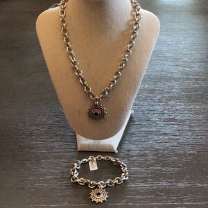 Brighton Silver Pebble Dot Chain Necklace and Bracelet Jewelry Set New
